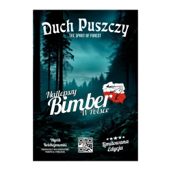 Etykieta na butelkę - Duch Puszczy - "niebieski las" - 110mm x 75mm